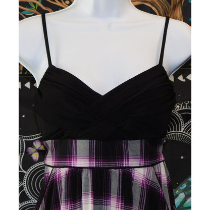City Studio Gothic Purple And Black Plaid Mini Dress