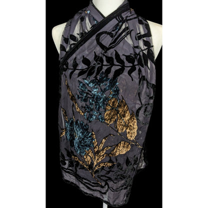 Vintage Italian Multi-Tone Velvet Burnout Scarf