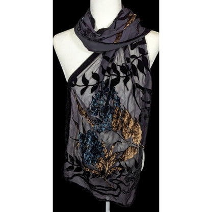 Vintage Italian Multi-Tone Velvet Burnout Scarf