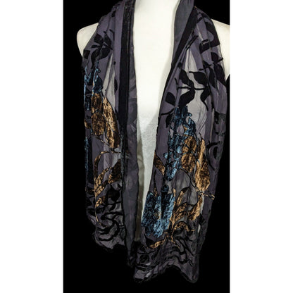Vintage Italian Multi-Tone Velvet Burnout Scarf