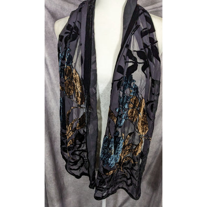 Vintage Italian Multi-Tone Velvet Burnout Scarf