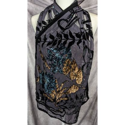 Vintage Italian Multi-Tone Velvet Burnout Scarf