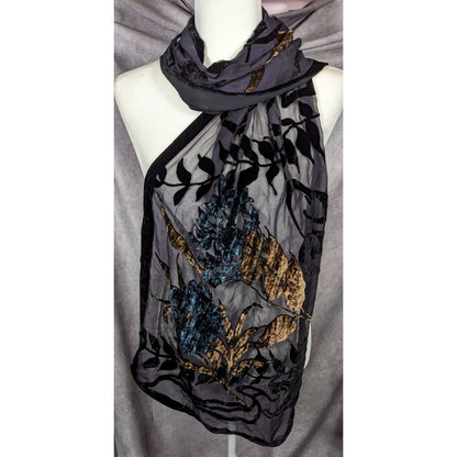 Vintage Italian Multi-Tone Velvet Burnout Scarf