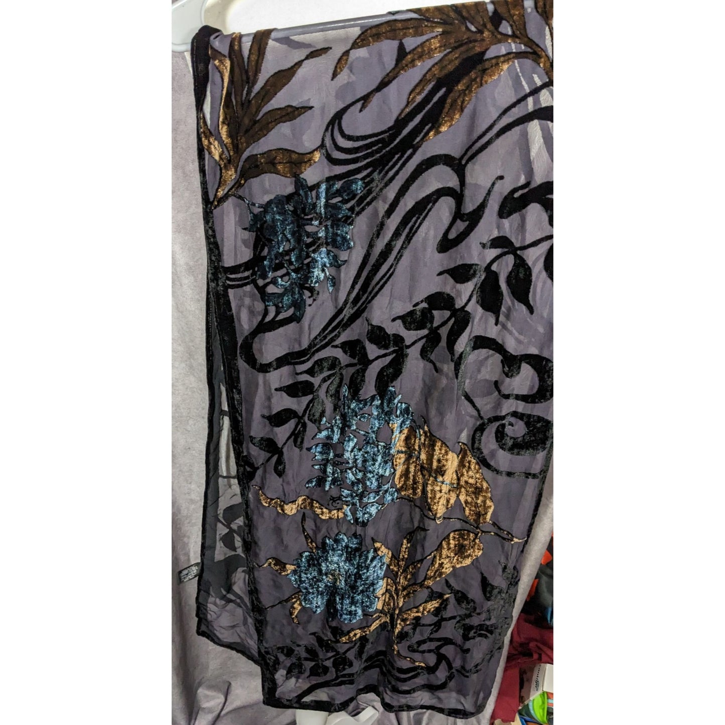 Vintage Italian Multi-Tone Velvet Burnout Scarf