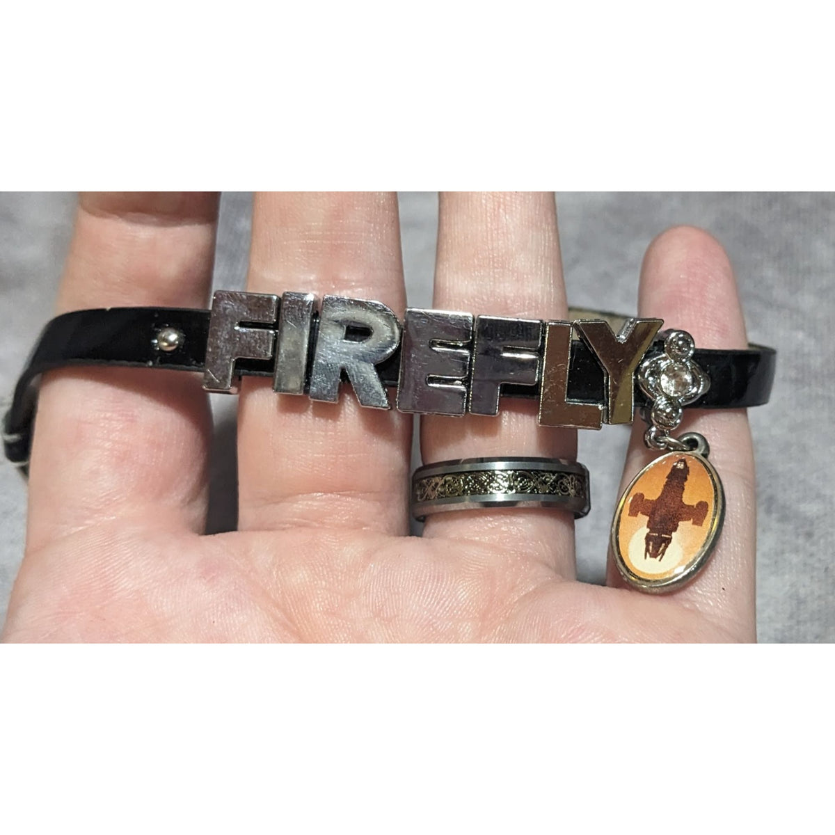 Y2K Geek Fandom Firefly Serenity Logo Silver Tone Charm Bracelet