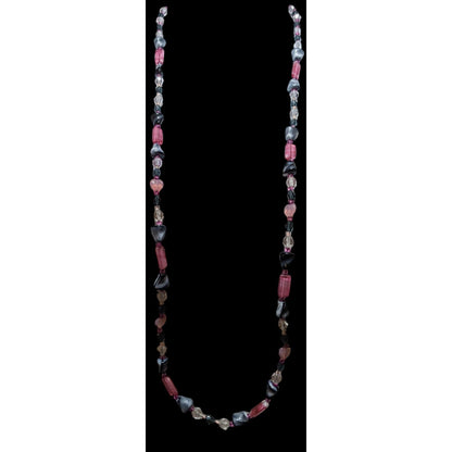 Handmade Pastel Goth Pink And Grey Glass Necklace