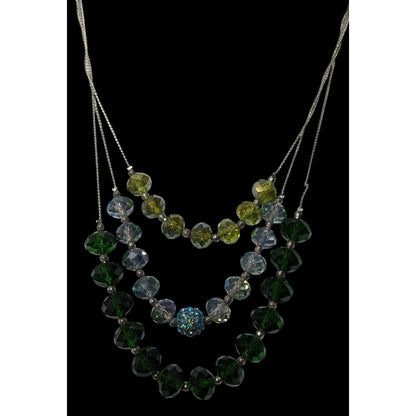 NY Multilayer Green Faceted Glass Beaded Necklace