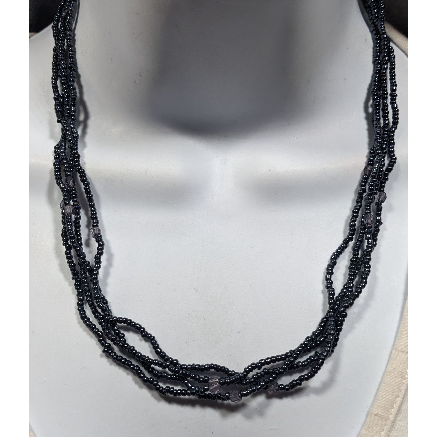 Simple Gothic Glass Beaded Multilayer Necklace With Subtle Metallic Finish