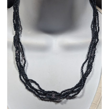 Simple Gothic Glass Beaded Multilayer Necklace With Subtle Metallic Finish