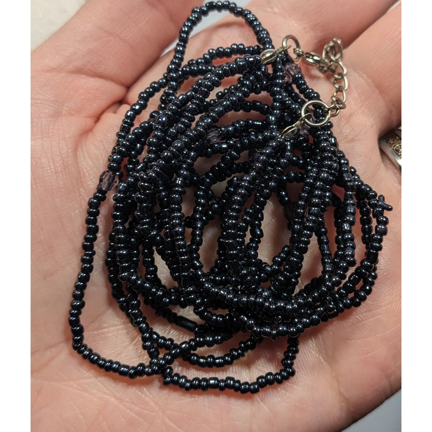 Simple Gothic Glass Beaded Multilayer Necklace With Subtle Metallic Finish
