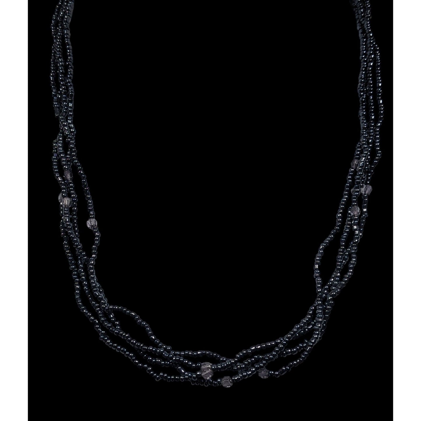 Simple Gothic Glass Beaded Multilayer Necklace With Subtle Metallic Finish