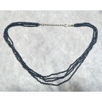 Simple Gothic Glass Beaded Multilayer Necklace With Subtle Metallic Finish