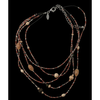Chicos Vintage Earth Tone Multistrand Beaded Necklace