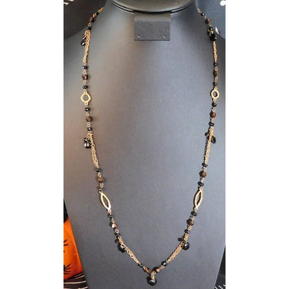 Express Glam Goth Art Deco Black And Gold Tone Necklace