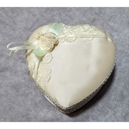 Vintage 90s Victoria's Secret Satin Victorian Style Heart Trinket Box