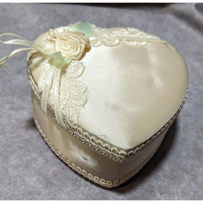 Vintage 90s Victoria's Secret Satin Victorian Style Heart Trinket Box