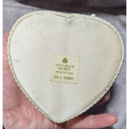 Vintage 90s Victoria's Secret Satin Victorian Style Heart Trinket Box