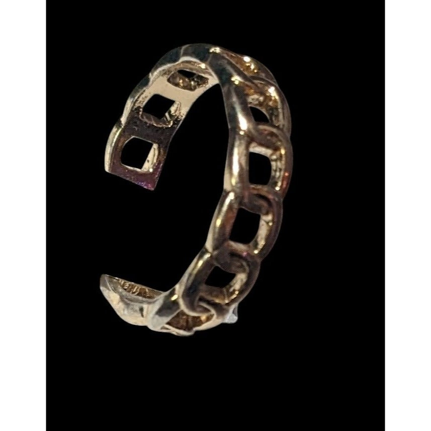 Punk Chain Link Shaped Gold Tone Fashion Ring Size 7 3/4