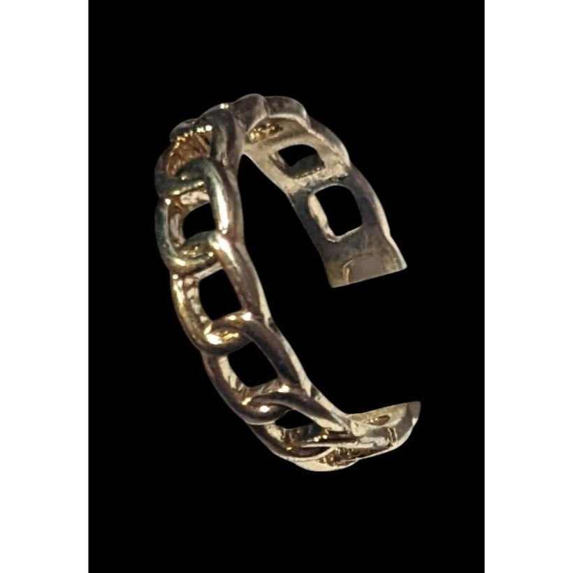 Punk Chain Link Shaped Gold Tone Fashion Ring Size 7 3/4