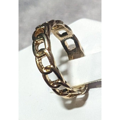 Punk Chain Link Shaped Gold Tone Fashion Ring Size 7 3/4