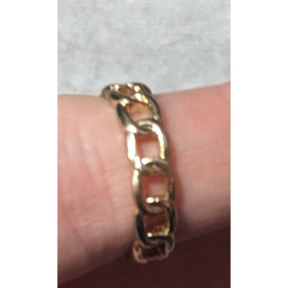 Punk Chain Link Shaped Gold Tone Fashion Ring Size 7 3/4