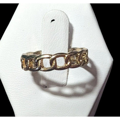 Punk Chain Link Shaped Gold Tone Fashion Ring Size 7 3/4