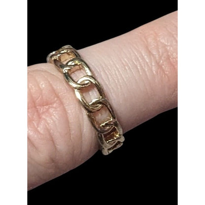 Punk Chain Link Shaped Gold Tone Fashion Ring Size 7 3/4