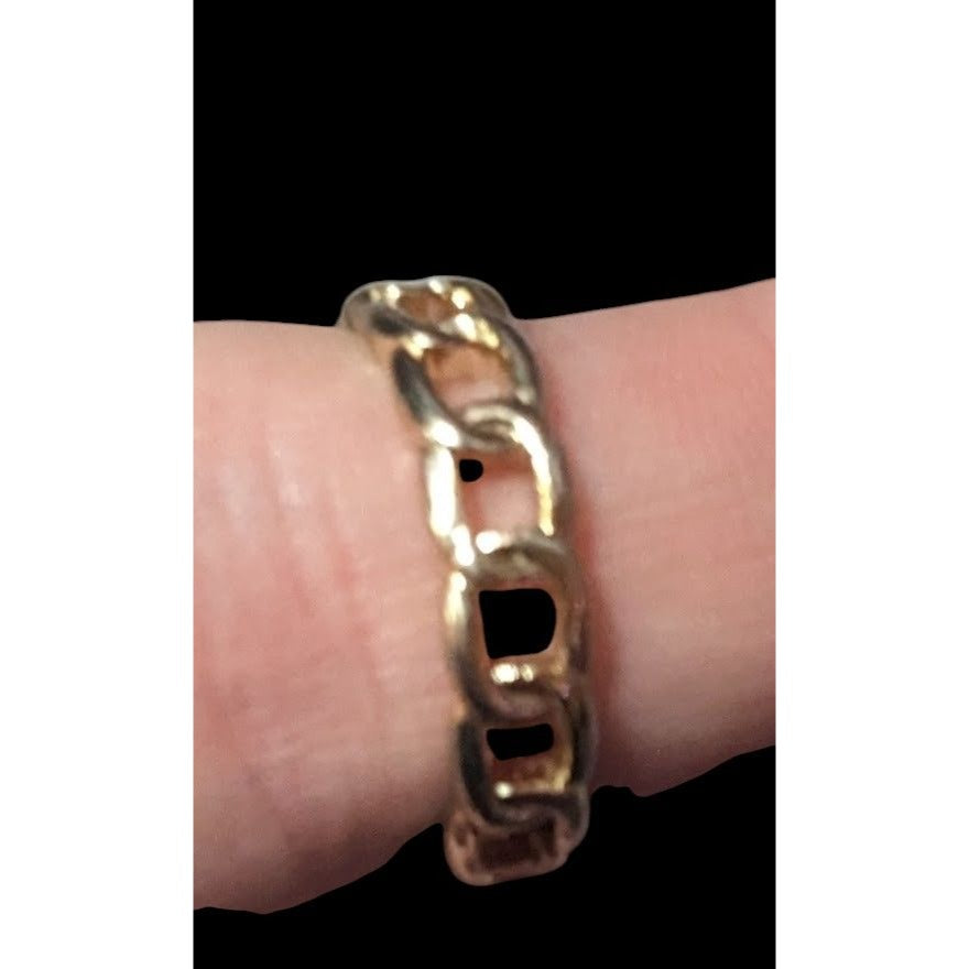 Punk Chain Link Shaped Gold Tone Fashion Ring Size 7 3/4