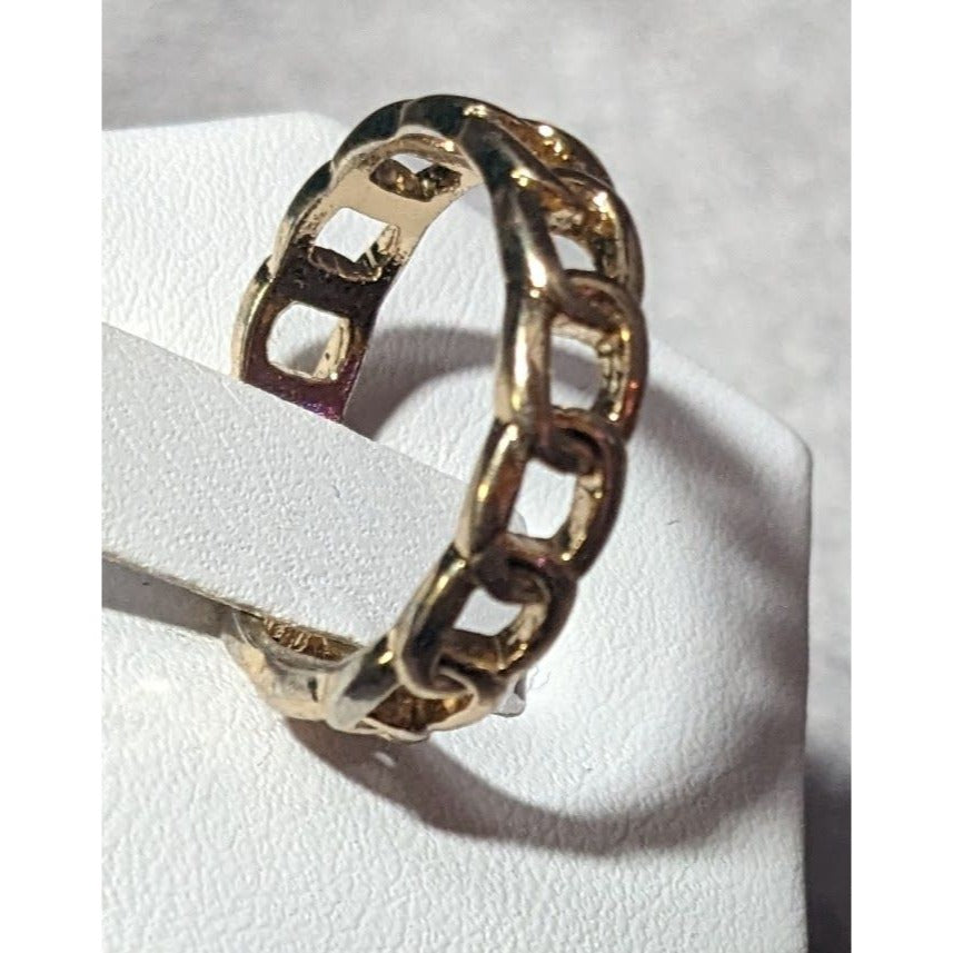 Punk Chain Link Shaped Gold Tone Fashion Ring Size 7 3/4