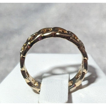 Punk Chain Link Shaped Gold Tone Fashion Ring Size 7 3/4