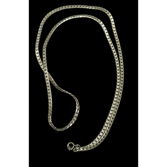 Classic Thick Silver Tone Chain  Necklace