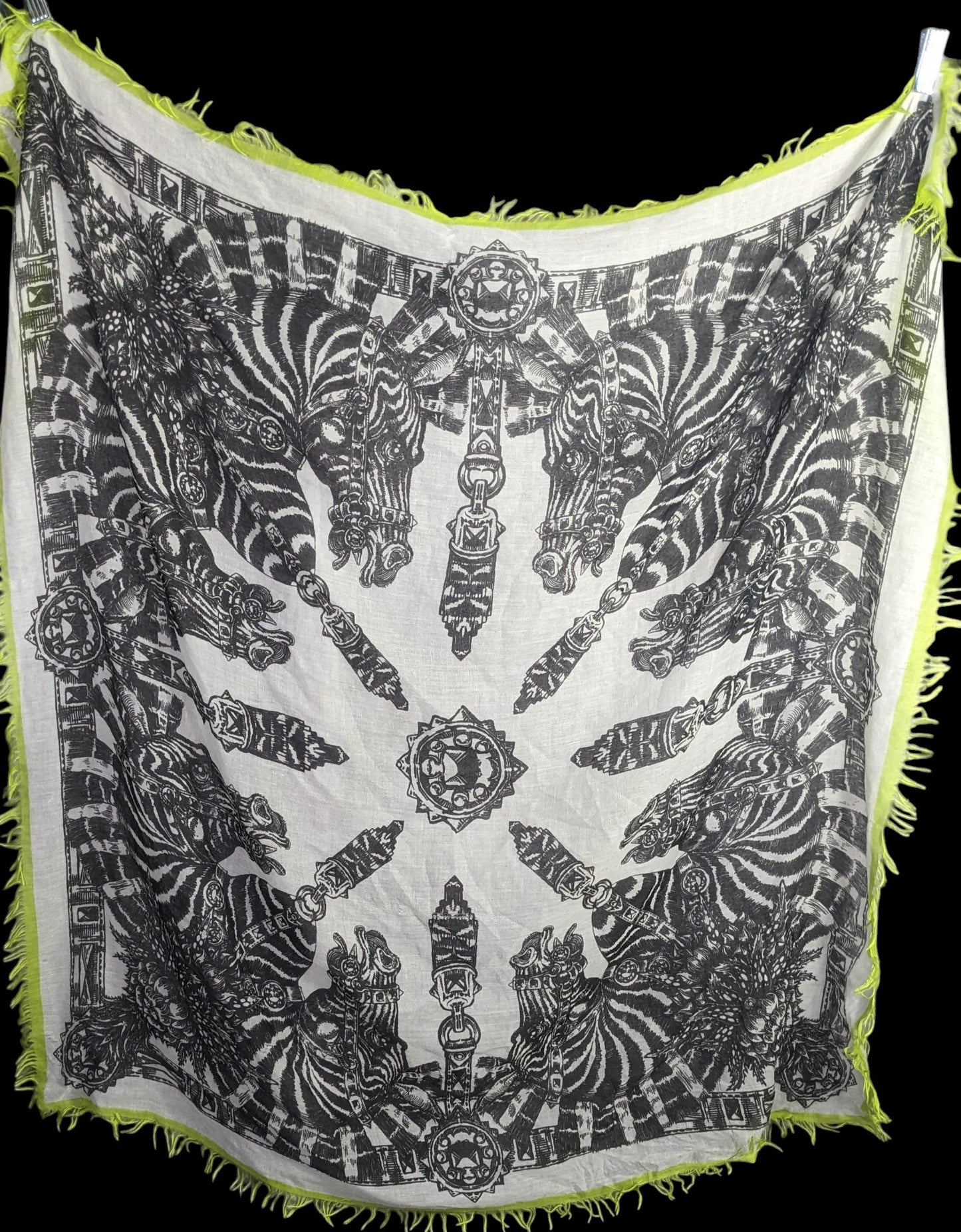 Echo Zebra Contrast Fringe Square Scarf