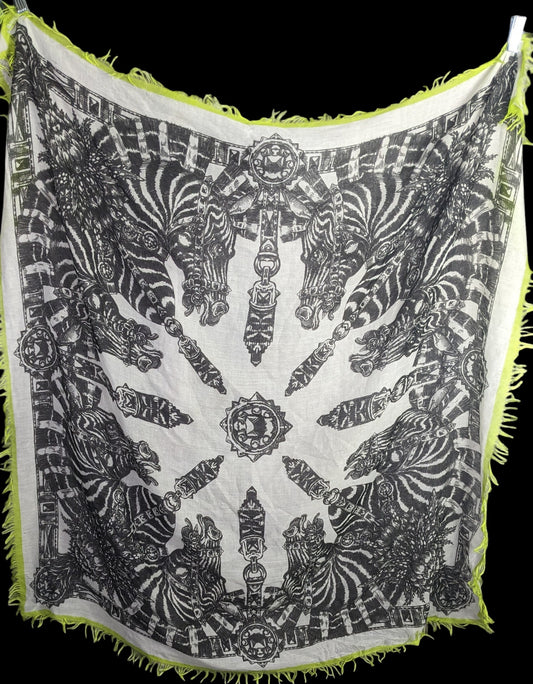 Echo Zebra Contrast Fringe Square Scarf