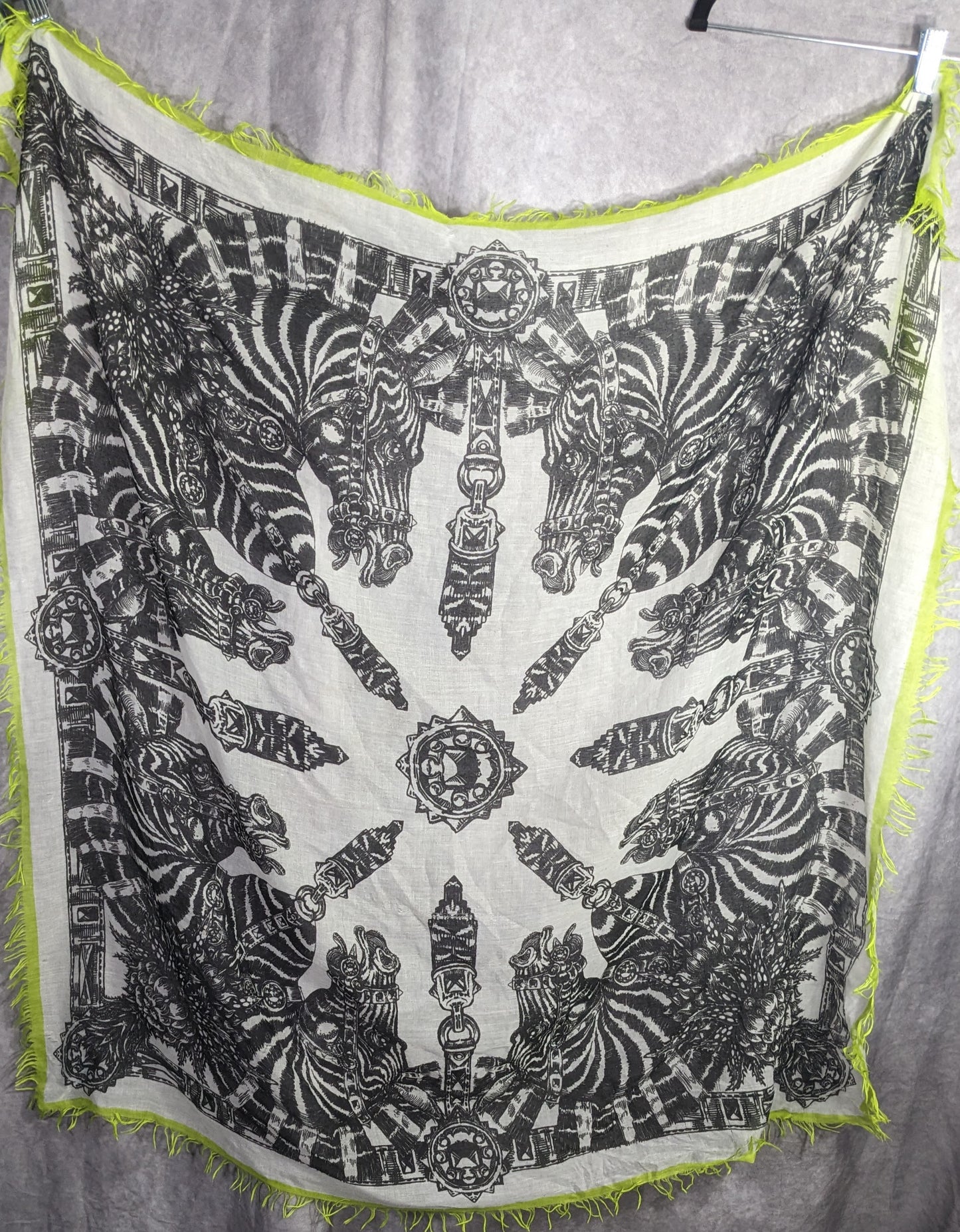 Echo Zebra Contrast Fringe Square Scarf