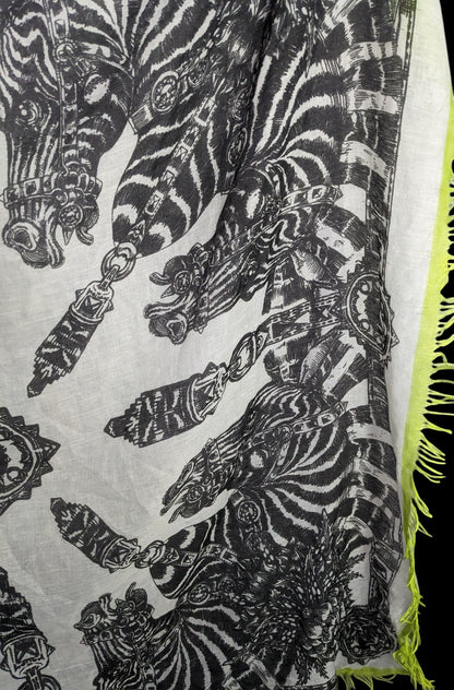 Echo Zebra Contrast Fringe Square Scarf