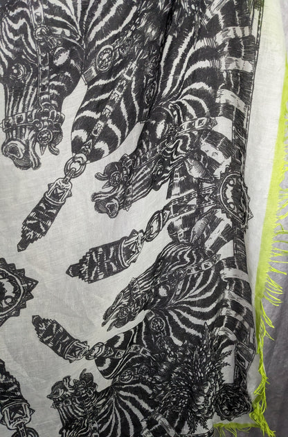 Echo Zebra Contrast Fringe Square Scarf