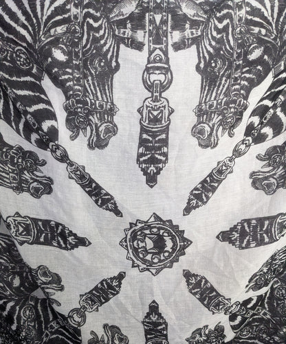 Echo Zebra Contrast Fringe Square Scarf