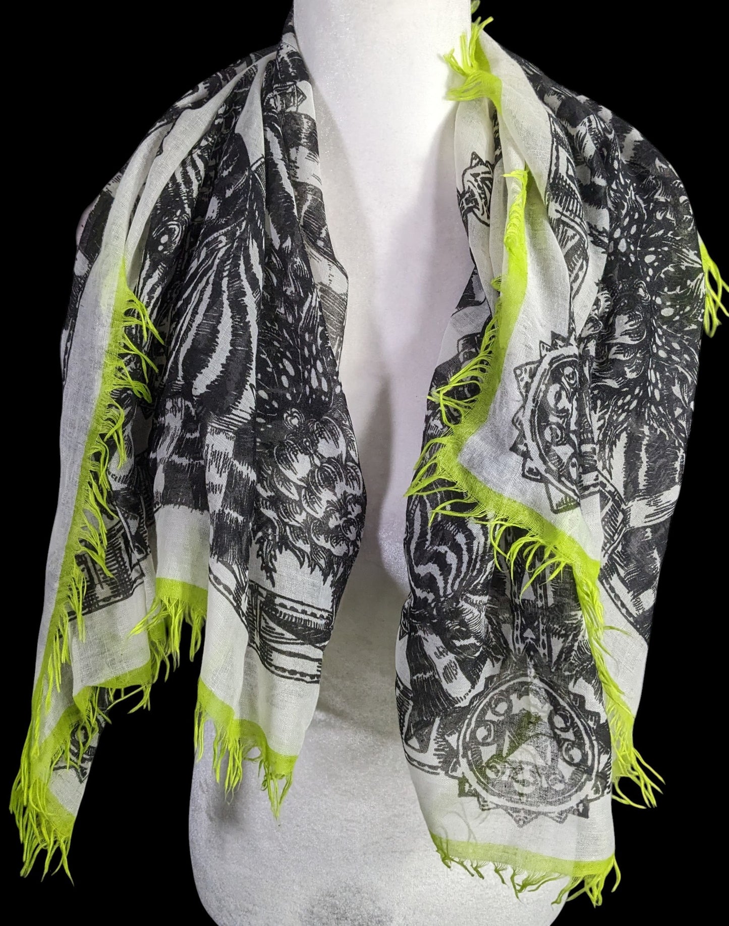 Echo Zebra Contrast Fringe Square Scarf