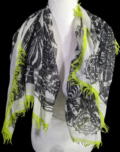 Echo Zebra Contrast Fringe Square Scarf