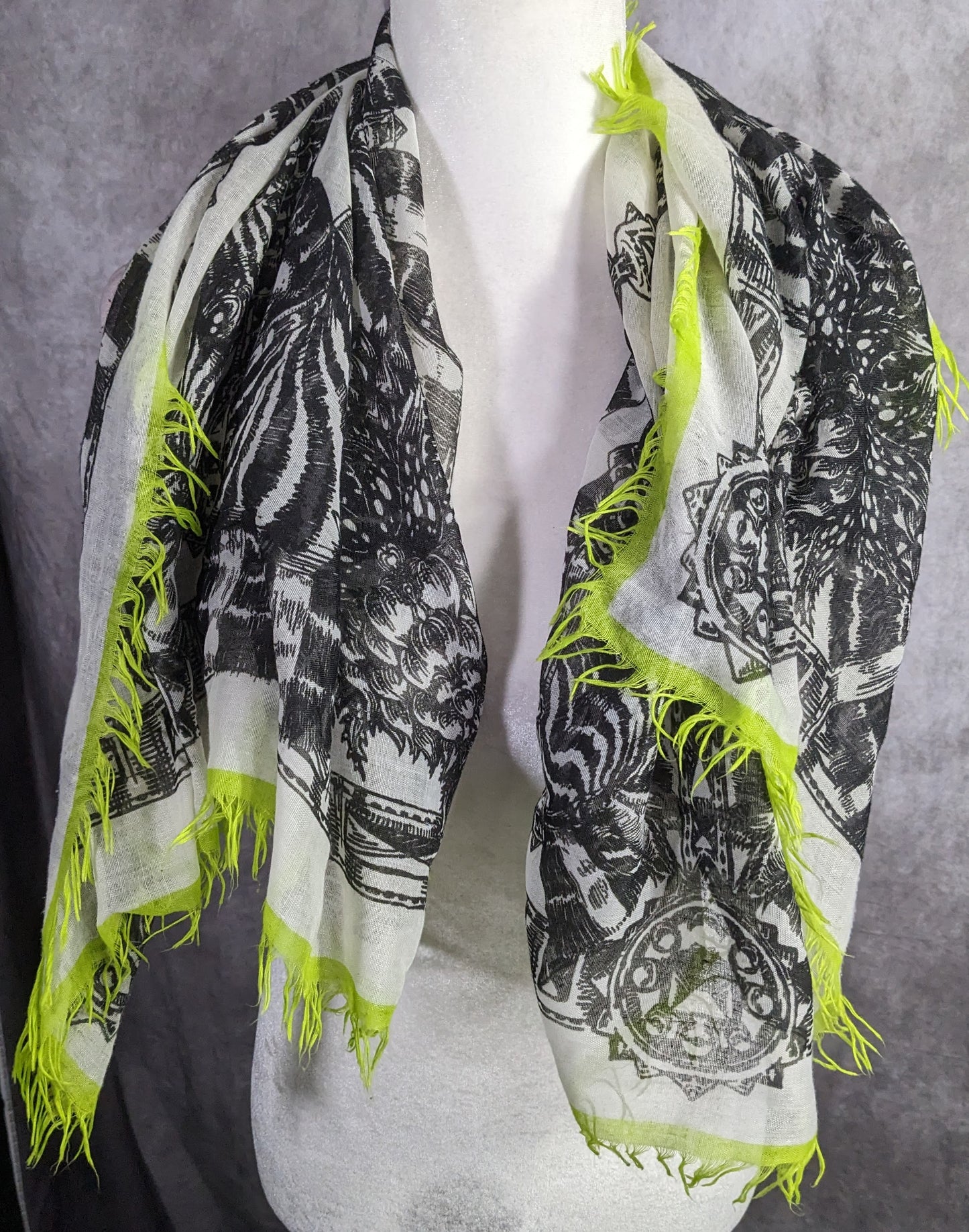 Echo Zebra Contrast Fringe Square Scarf