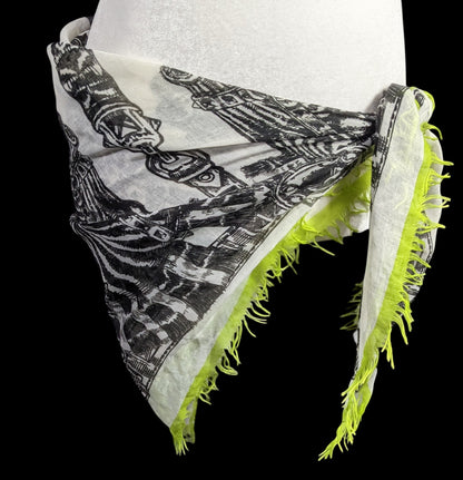 Echo Zebra Contrast Fringe Square Scarf