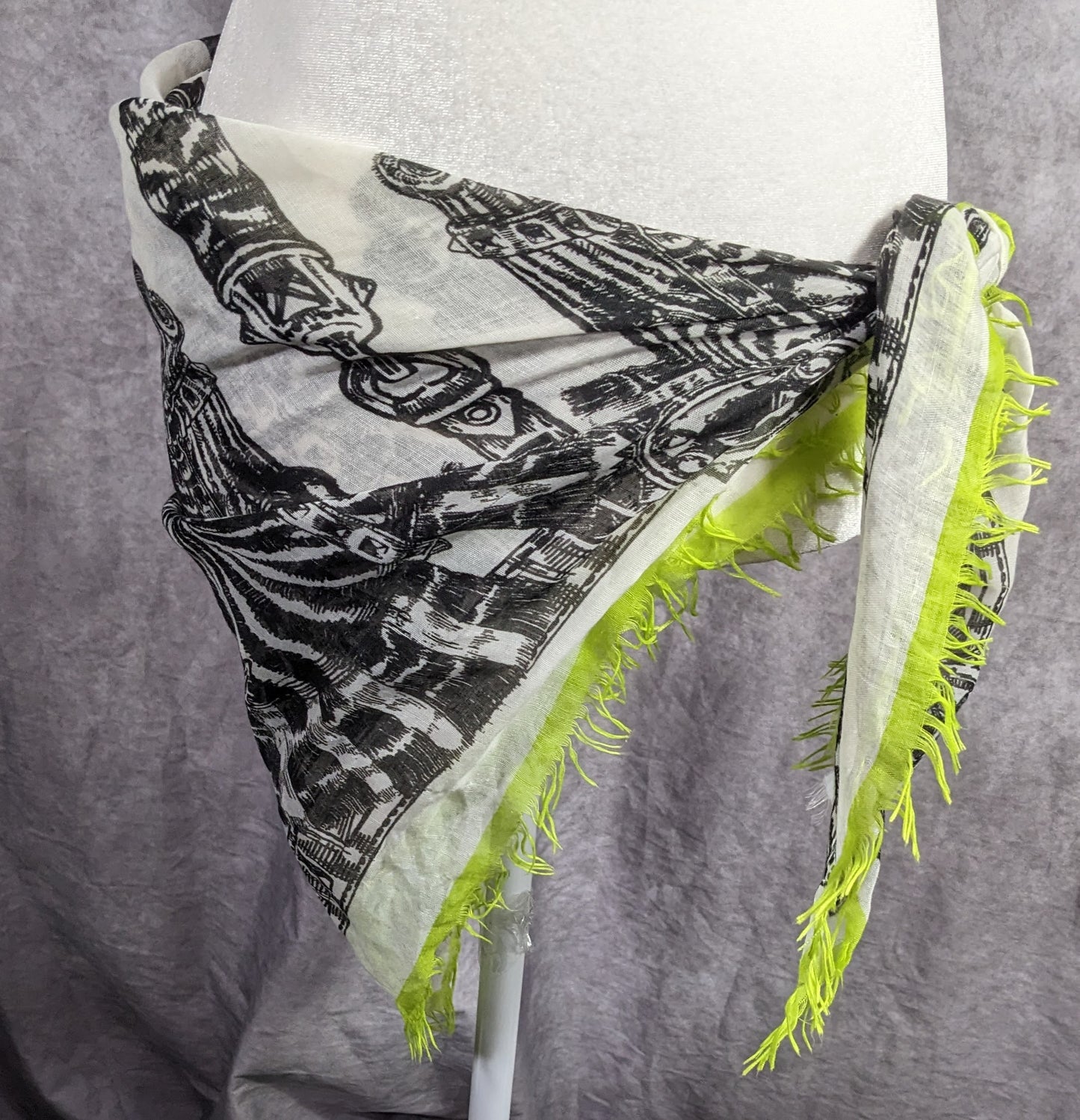 Echo Zebra Contrast Fringe Square Scarf