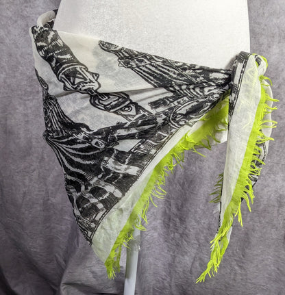 Echo Zebra Contrast Fringe Square Scarf