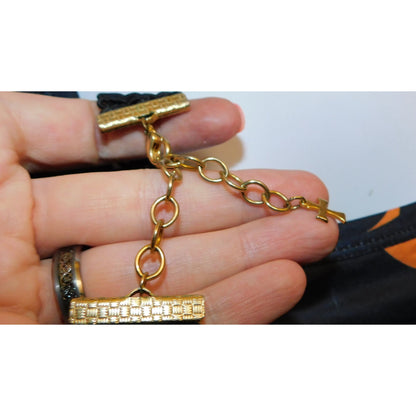 Gothic Black Choker With Gold Tone Cross Charm