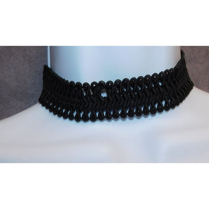 Gothic Black Choker With Gold Tone Cross Charm