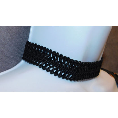 Gothic Black Choker With Gold Tone Cross Charm