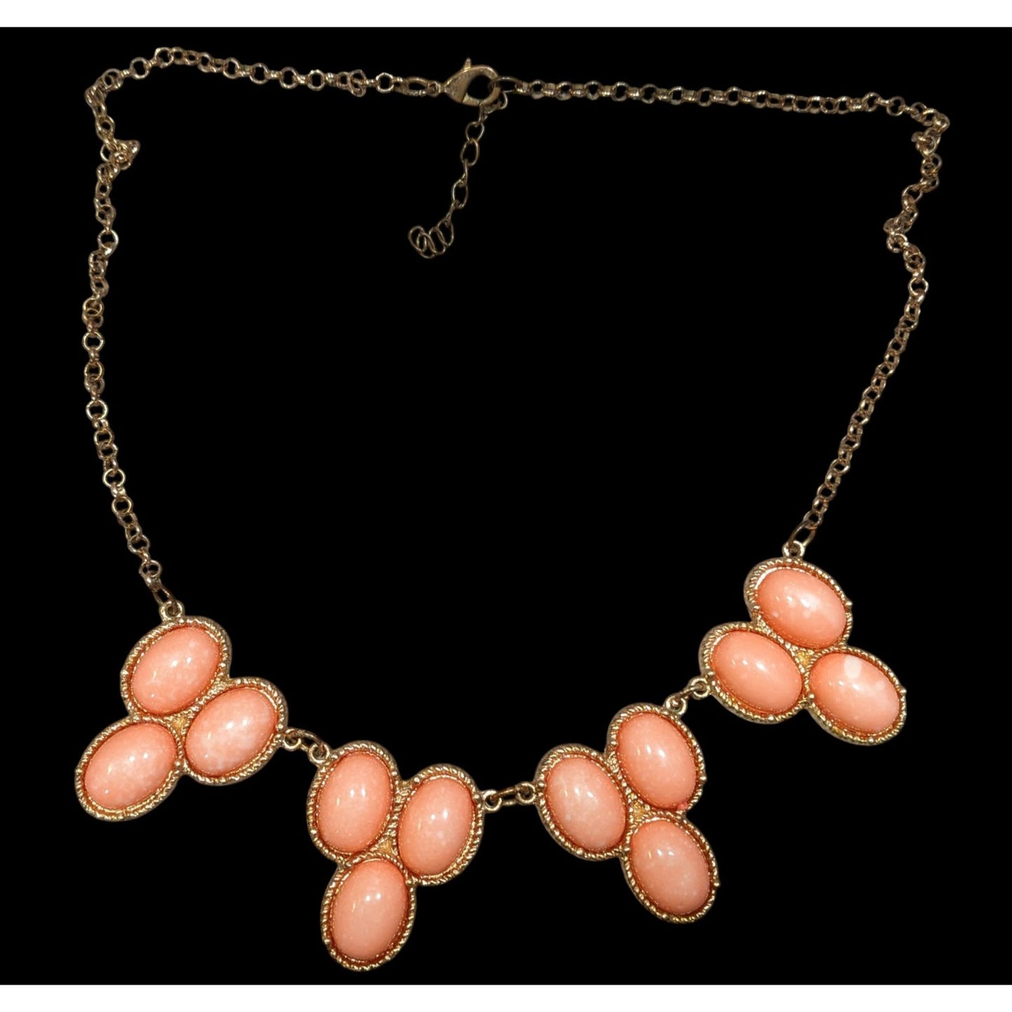 Y2K Mottled Peach Cabochon Floral Necklace