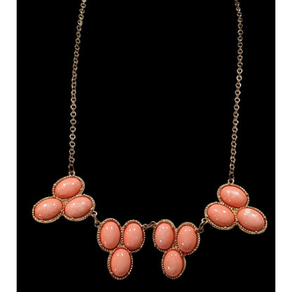 Y2K Mottled Peach Cabochon Floral Necklace