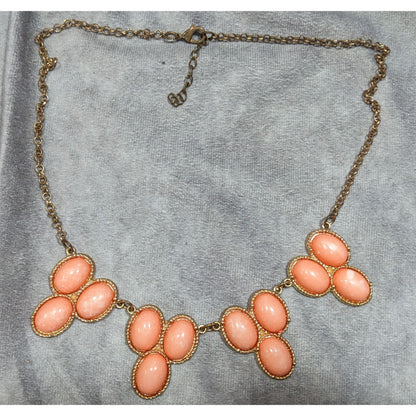 Y2K Mottled Peach Cabochon Floral Necklace
