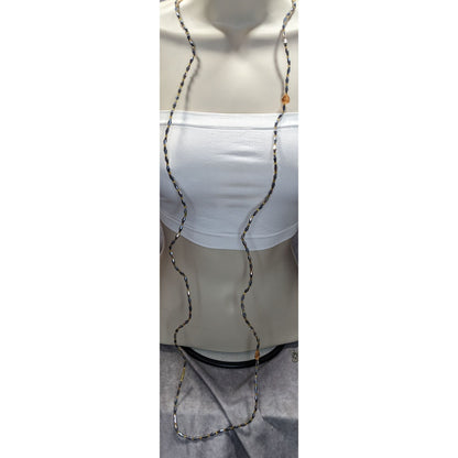 Handmade Glam Long Beaded Necklace With Mirror Glass & Heart Accents